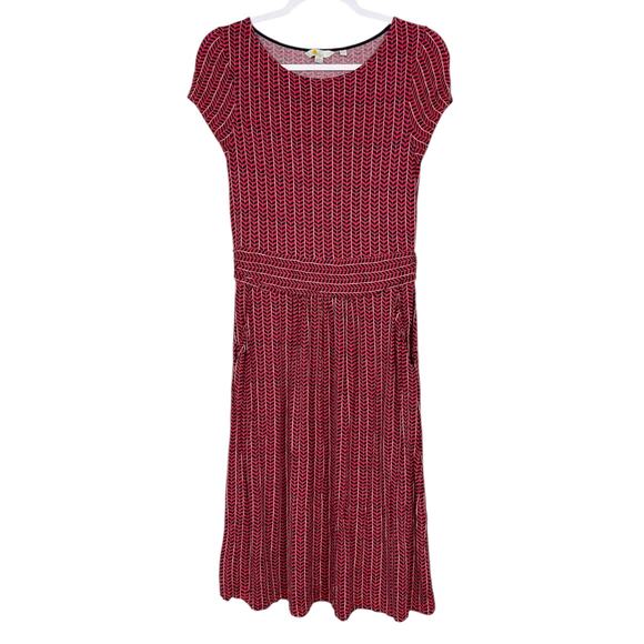 Boden Amelie Jersey Dress Red Chevron Twist Size 6 Short Sleeve Fit & Flare - Picture 5 of 15
